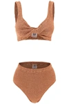 Hunza G Juno Crinkle Twist Two-piece Swimsuit In Brown