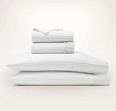 Boll & Branch Organic Percale Simple Stripe Sheet Set In Mineral