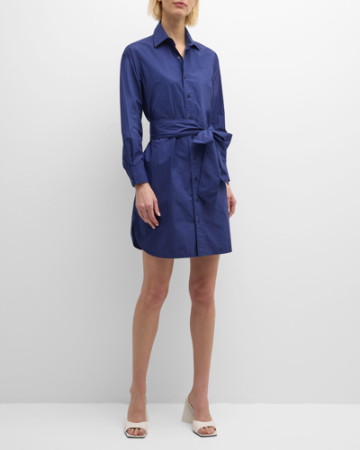 Frances Valentine Perfect Self-tie Mini Shirt Dress In Navy