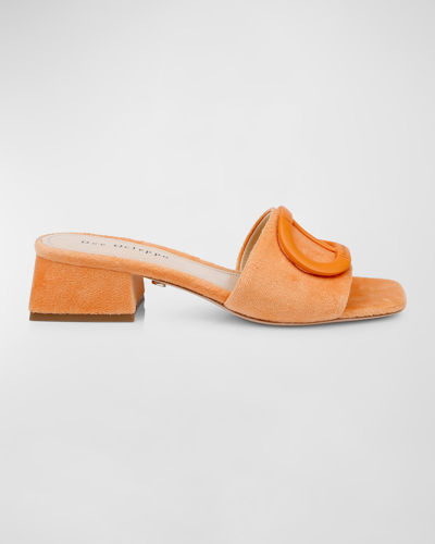Dee Ocleppo Dizzy Leather Buckle Mule Sandals In Orange