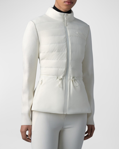 Mackage Laika Hybrid Down Peplum-hem Jacket In Cream