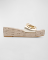 Valentino Womens Vlogo Metallic-leather Platform Sandals Gold In Yh4 Platino/antiq