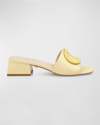 Dee Ocleppo Dizzy Leather Buckle Mule Sandals In Soft Yellow