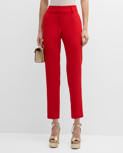 Milly Nicola Cropped Straight-leg Cady Trousers In Red