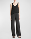 Vince High-waist Cotton Bias Pants In Black