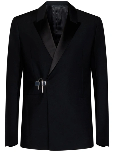 Givenchy U-lock Wool-blend Blazer In Nero