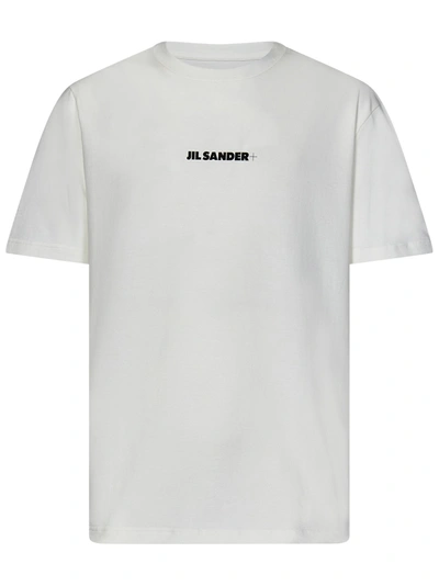 Jil Sander T Shirt With Logo Print In Bianco