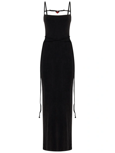 Ottolinger Cut-out Ribbed-knit Dress In Nero