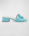 Dee Ocleppo Dizzy Leather Buckle Mule Sandals In Aqua