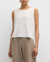 Eileen Fisher Crew Neck Short Shell Top In White In Ivory