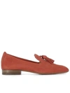 SANTONI RED SUEDE LOAFERS,6089308