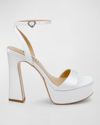 Badgley Mischka Caia Ankle Strap Platform Sandal In Soft White