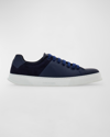 Ferragamo Lace-up Low-cut Sneakers In Blue Marin