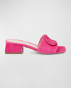 Dee Ocleppo Dizzy Leather Buckle Mule Sandals In Pink