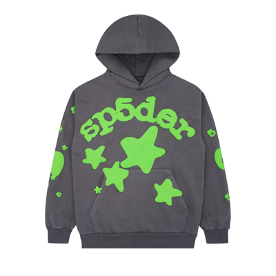 Pre-owned Sp5der Beluga Hoodie 'slate Grey/green'