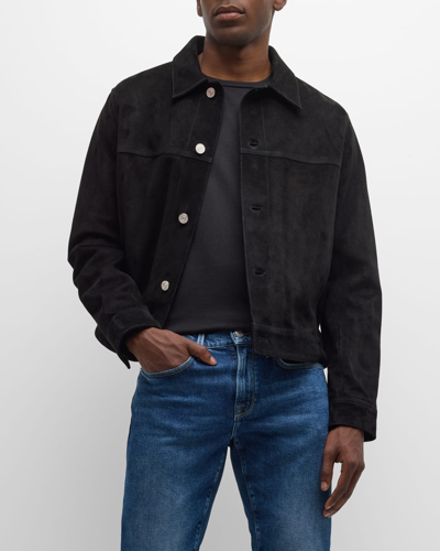 Frame Men's Suede Trucker Jacket In Noir