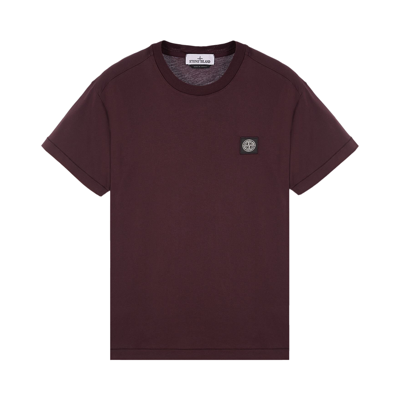 Pre-owned Stone Island Patch Short-sleeve T-shirt 'dark Burgundy' In Red