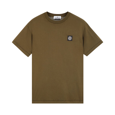 Pre-owned Stone Island Patch Short-sleeve T-shirt 'olive' In Green