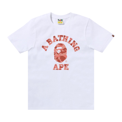 Pre-owned Bape 1st Camo College Tee 'white/pink'