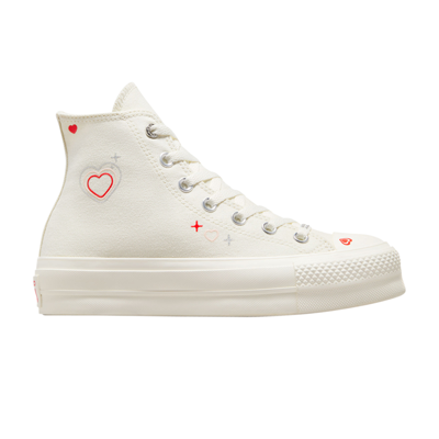 Pre-owned Converse Wmns Chuck Taylor All Star Lift Platform High 'y2k Heart' In Cream