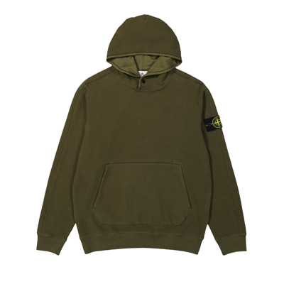 Pre-owned Stone Island Logo Patch Hoodie 'olive' In Green