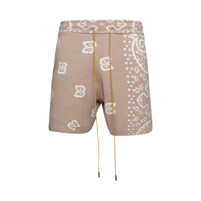 Pre-owned Rhude Bandana Knit Short '0517 Tan/cream'