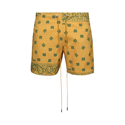 Pre-owned Rhude Bandana Swim Short 'yellow/green'