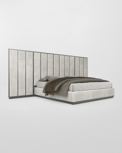 Casa Ispirata Colonna Extended Panel Upholstered King Bed In Argento