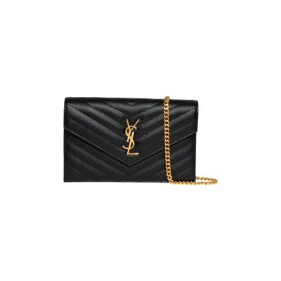 Pre-owned Saint Laurent Cassandre Envelope Chain Wallet 'black'