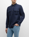 Brioni Wool Twin-pocket Overshirt In Blue
