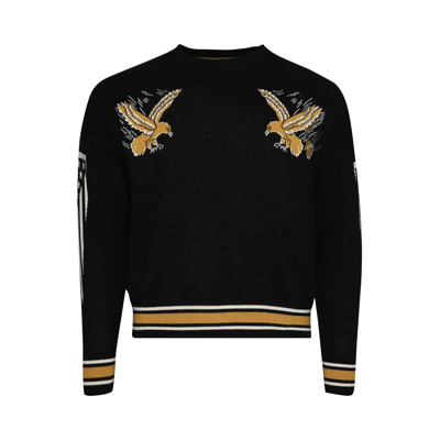 Pre-owned Rhude Eagle Souvenir Knit Crewneck 'black/yellow/cream'