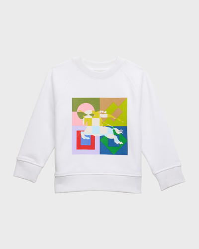 Burberry Kids' Boy's Jimmie Ekd Geo-print Sweatshirt In White