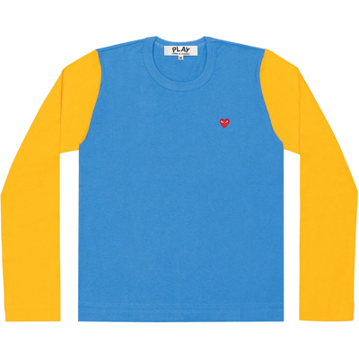 Pre-owned Comme Des Garçons Play Bi-color Long-sleeve T-shirt 'blue/yellow'