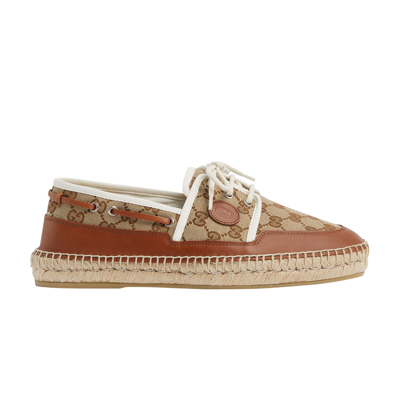 Pre-owned Gucci Loafer Espadrilles 'beige Monogram' In Brown
