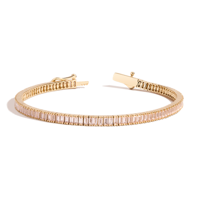 Aurate New York Morganite Baguette Tennis Bracelet In Yellow