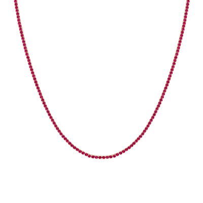 Aurate New York Red Ruby Tennis Necklace In Yellow