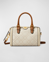 Tory Burch Womens Petite Barrel Monogrammed Canvas Shoulder Bag Ivory In Ivory