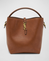 Saint Laurent Le 37 Ysl Bucket Bag In Smooth Leather In Dark Cork