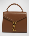 Saint Laurent Cassandre Mini Monogram Ysl Box Calf Top-handle Bag In Fox