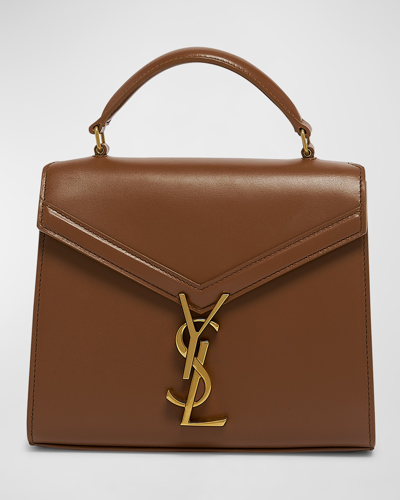 Saint Laurent Cassandre Mini Monogram Ysl Box Calf Top-handle Bag In Fox