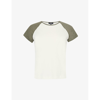 ME AND EM ME AND EM WOMEN'S CREAM/KHAKI ROUND-NECK REGULAR-FIT COTTON AND RECYCLED POLYESTER-BLEND T-SHIRT