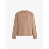 Allsaints Mens Camel Brown Tierra Logo Text-print Organic-cotton Sweatshirt