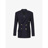 Polo Ralph Lauren Womens Shoulder Pads Long Sleeve Two-button Blazer In Navy