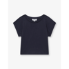 Reiss Girls Navy Kids Terry Cropped Cotton T-shirt 13-14 Years
