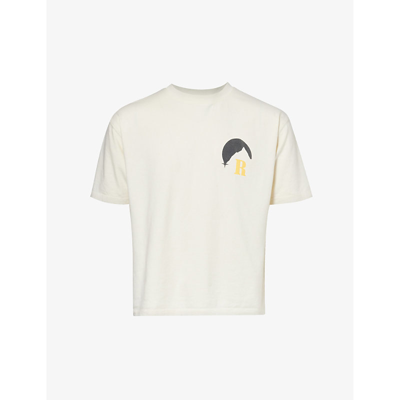 Rhude Mens Vintage White Moonlight Graphic-print Relaxed-fit Cotton-jersey T-shirt