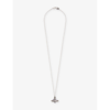 Vivienne Westwood Men's Ruthen/platinum/blck Dia Heart Crystal-embellished Brass Necklace