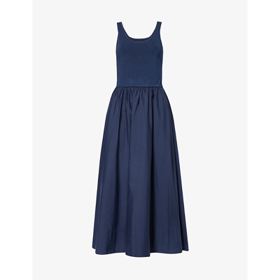 Polo Ralph Lauren Womens Cruise Navy Day Sleeveless Knitted Midi Dress