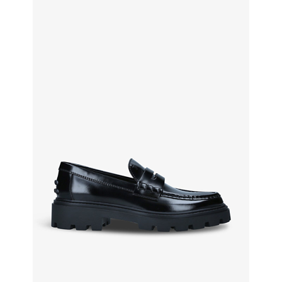 Tod's Leather Gomma Pesante Loafers In Black
