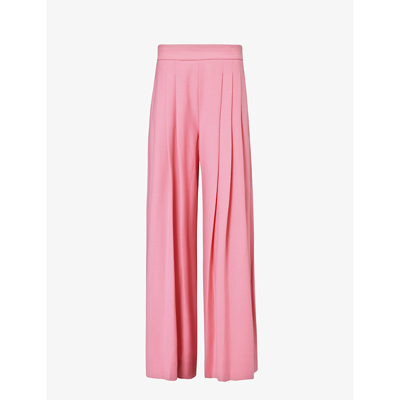 Me And Em Womens Perfect Pink Pleated Wide-leg High-rise Wool And Recycled Polyester-blend Trousers