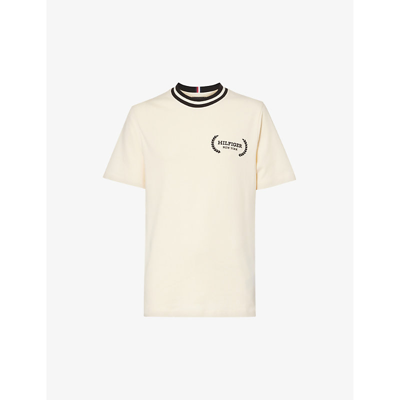 Tommy Hilfiger Mens Calico Logo-embroidered Crewneck Cotton-jersey T-shirt